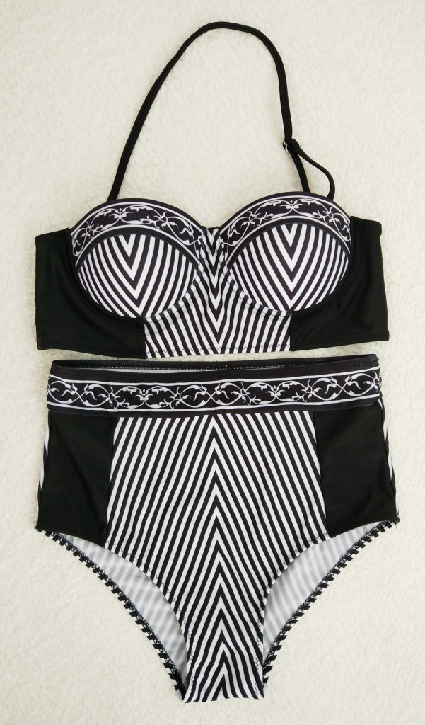 F4627 Women’s Retro Printed Padded Push Up High Waist Bikini Set